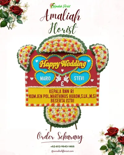 Karangan Papan Bunga Pernikahan di Kayumalue Pajeko